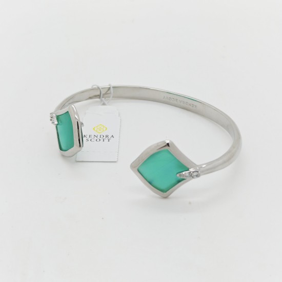 New Kendra Scott Joelle Silver Cuff Bracelet in Bright Aqua Illusion