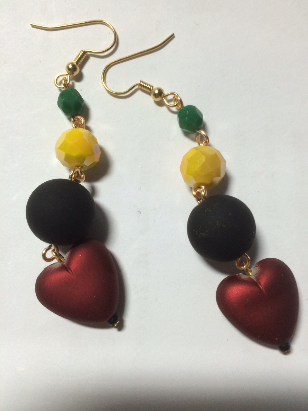 Irie Beads Reggae Rasta Red Yellow Green Black Earrings