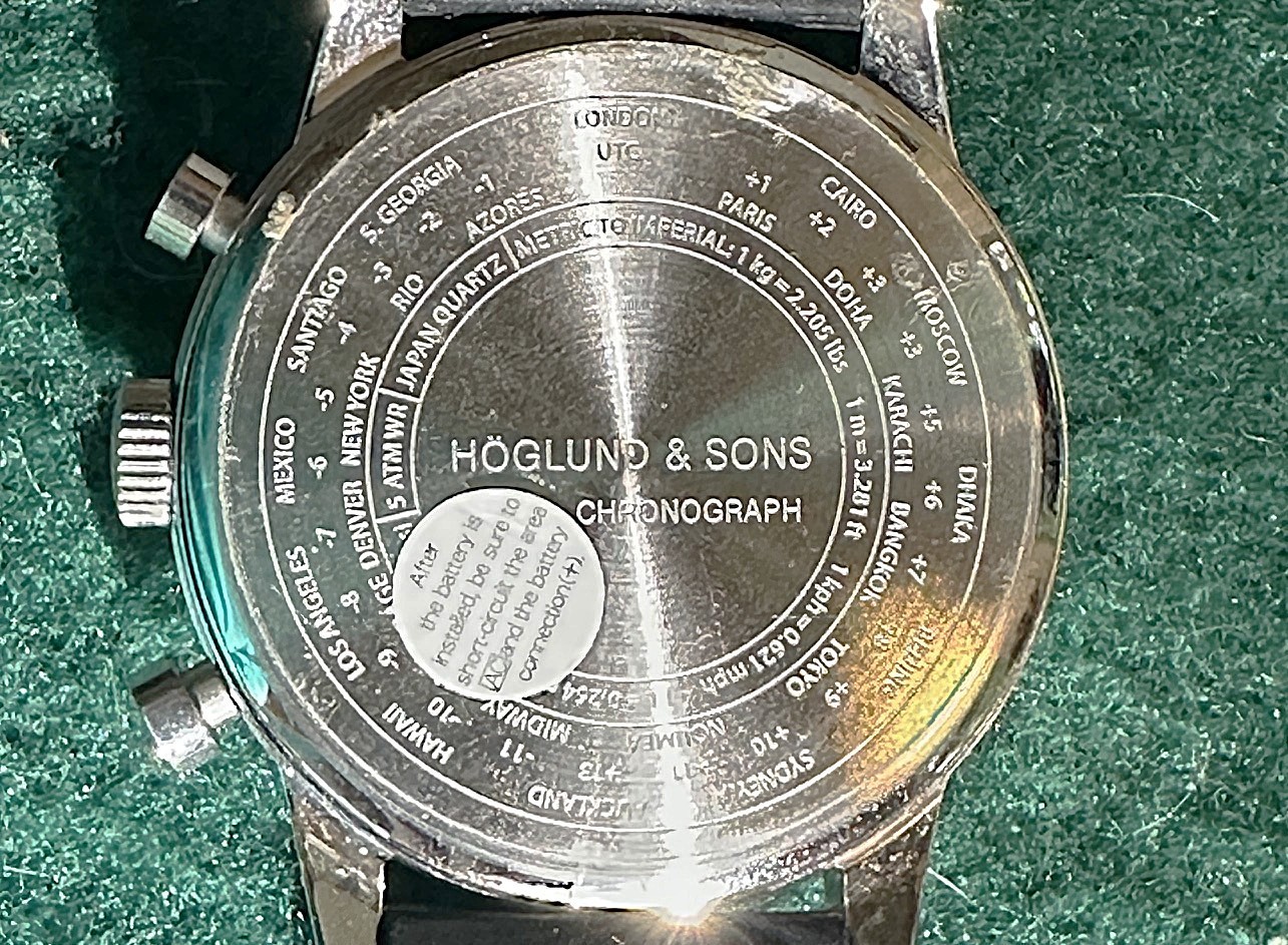 Höglund & Sons Mark I Chronograph, Seiko Mechaquartz Movement, Exc. Cond.