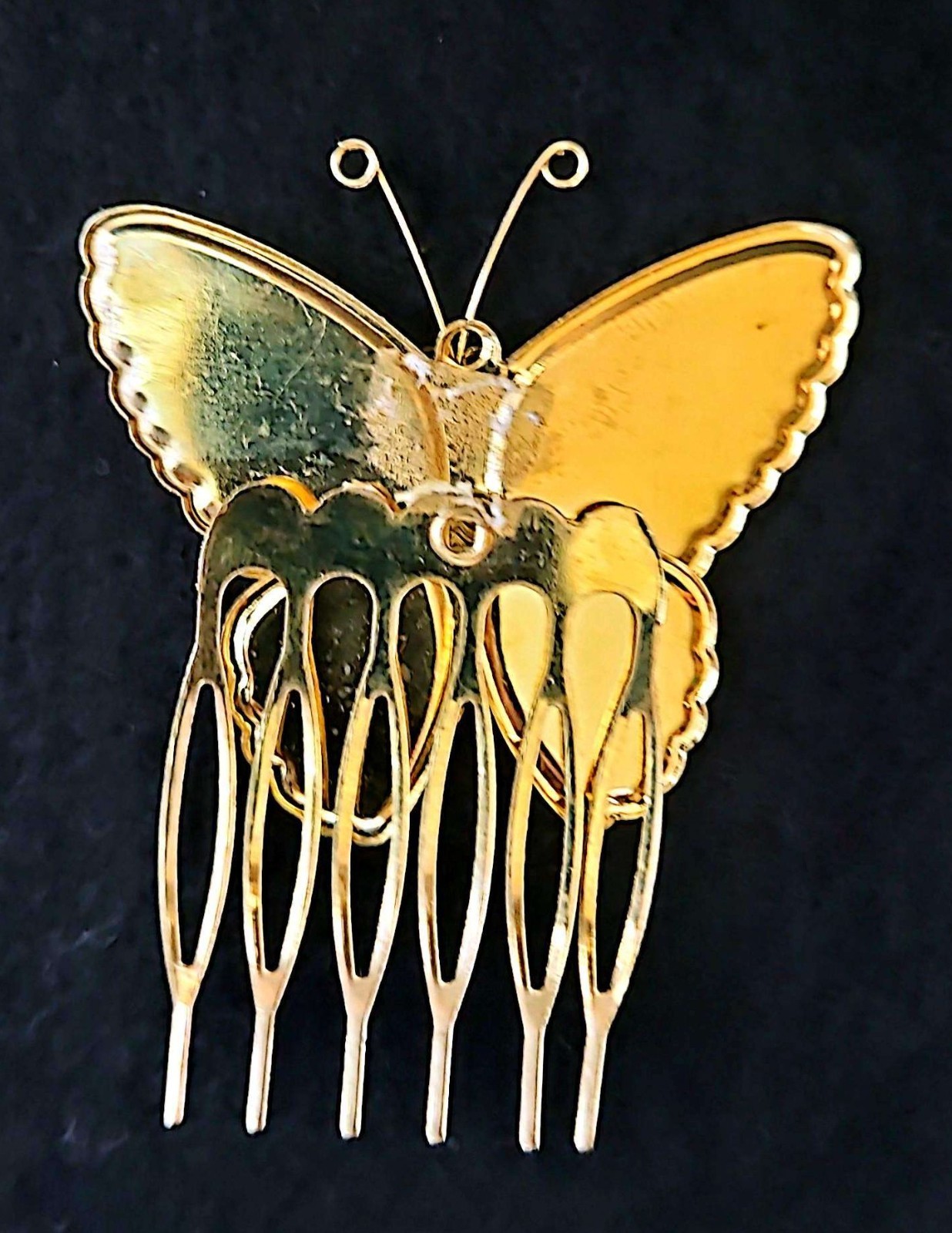Vintage Butterfly Hair Comb Enamel Gold Tone Metal Elegant Hair Accessory Taiwan