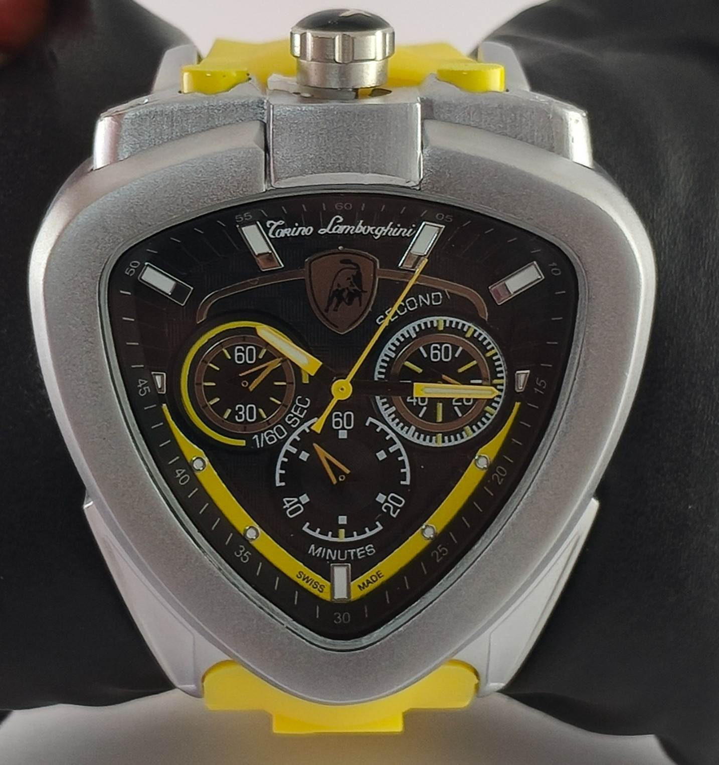 Lamborghini Chronograph Black Dial All Working Men Wristwatch Rubber Band