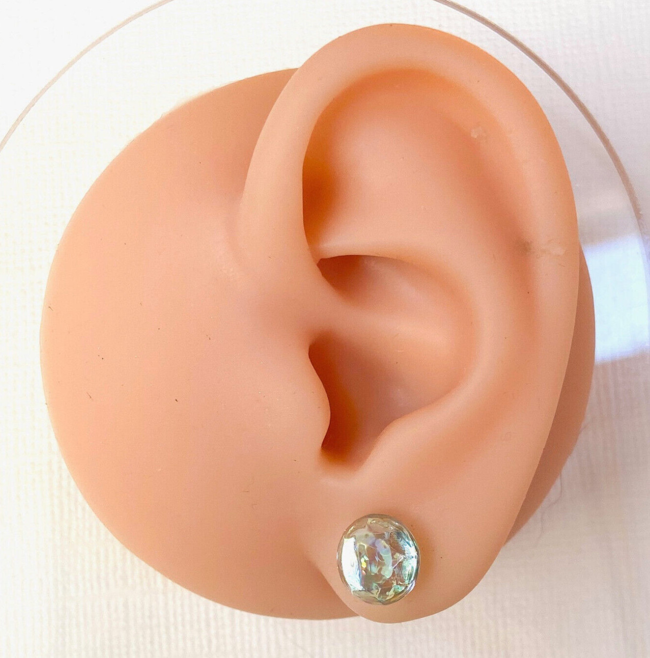 PAIR Iridescent Faceted Glass Single Flare Plugs Tunnels Gauges Body Jewelry