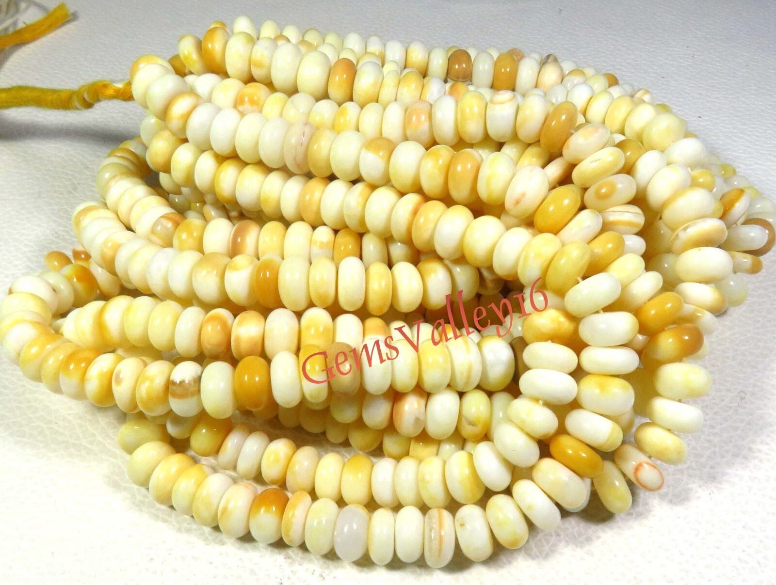 New Yellow Mustard Shaded Opal Smooth Gemstone Rondelle Briolette Beads 8-8.5mm