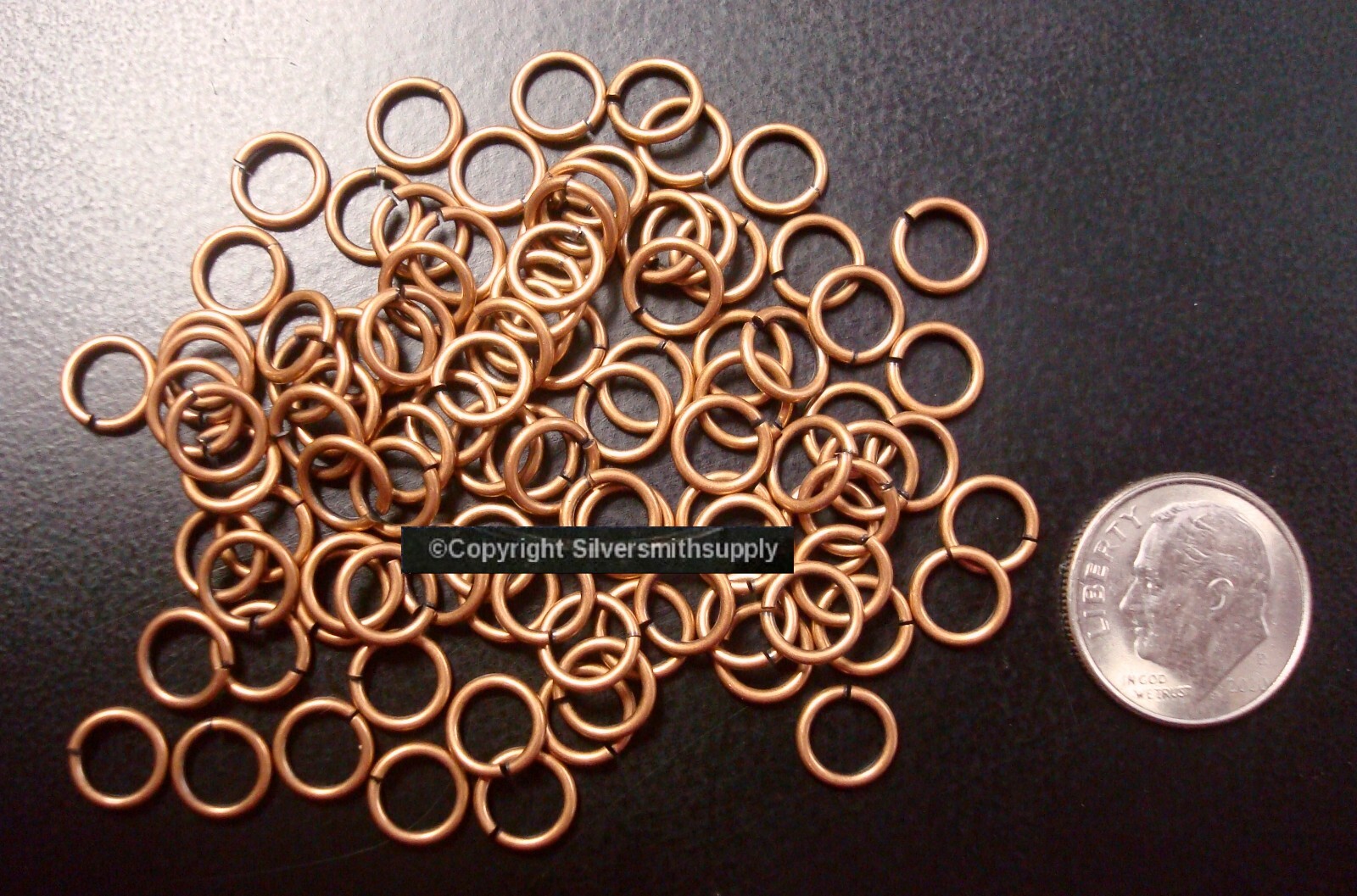 100 Heavy Ant. Copper pltd 18 Ga 7mm round open jump rings attach charms FPJ097