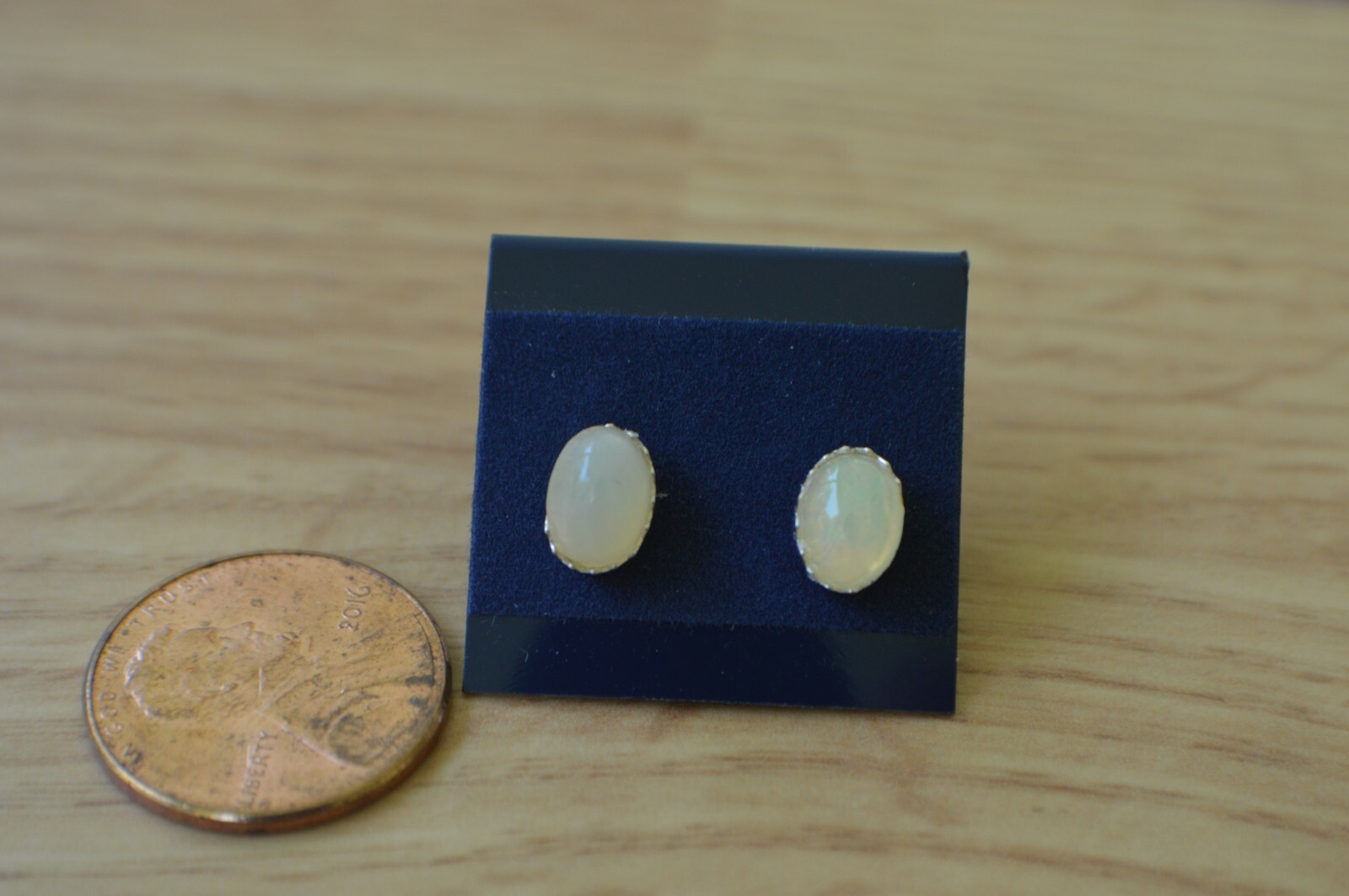 1.24ct Ethiopian Opal Earrings set in Fine Sterling Silver ~ 7x5mm