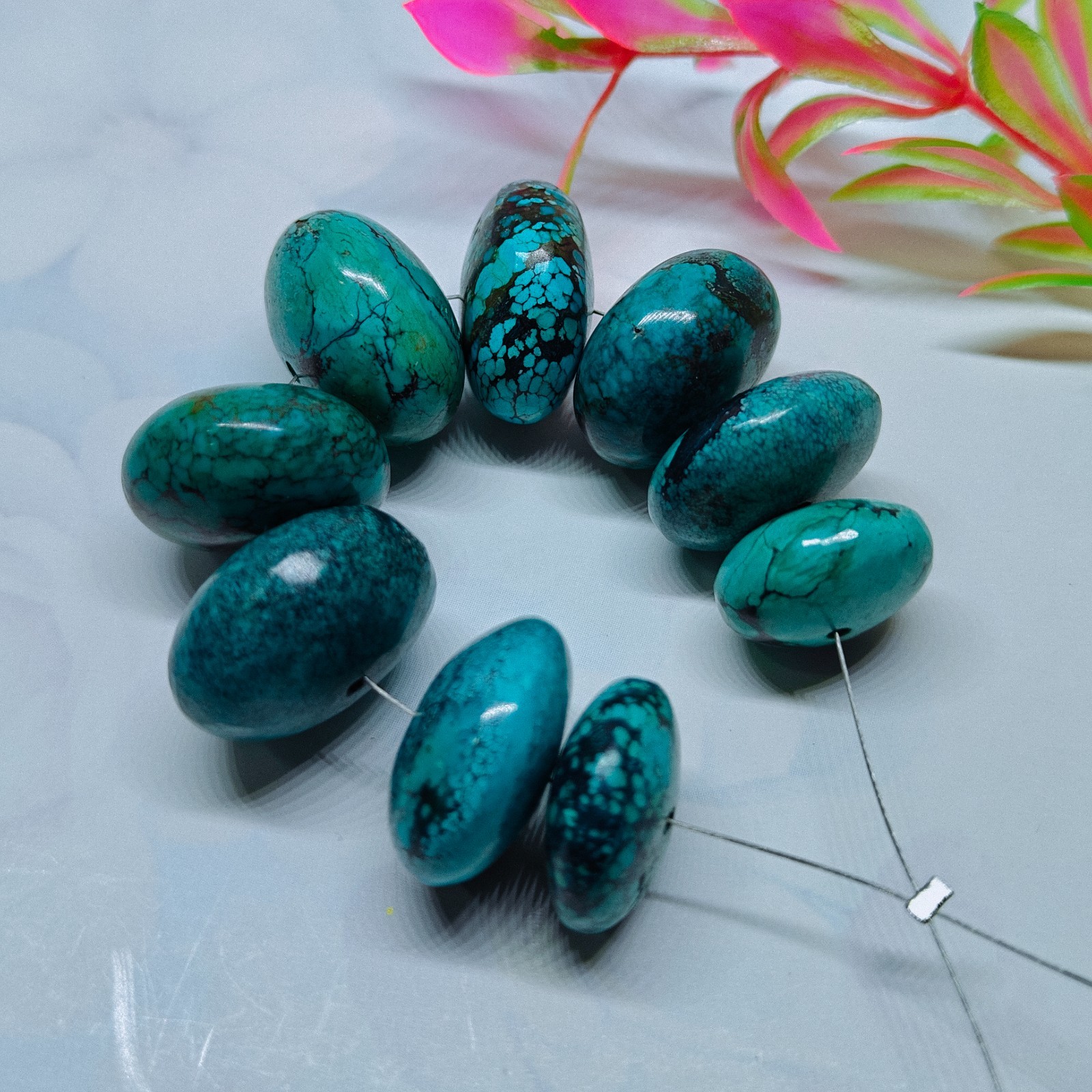 Turquoise Roundel Beads Natural Gemstone Loose Beads For Jewellery Making 187 Ct