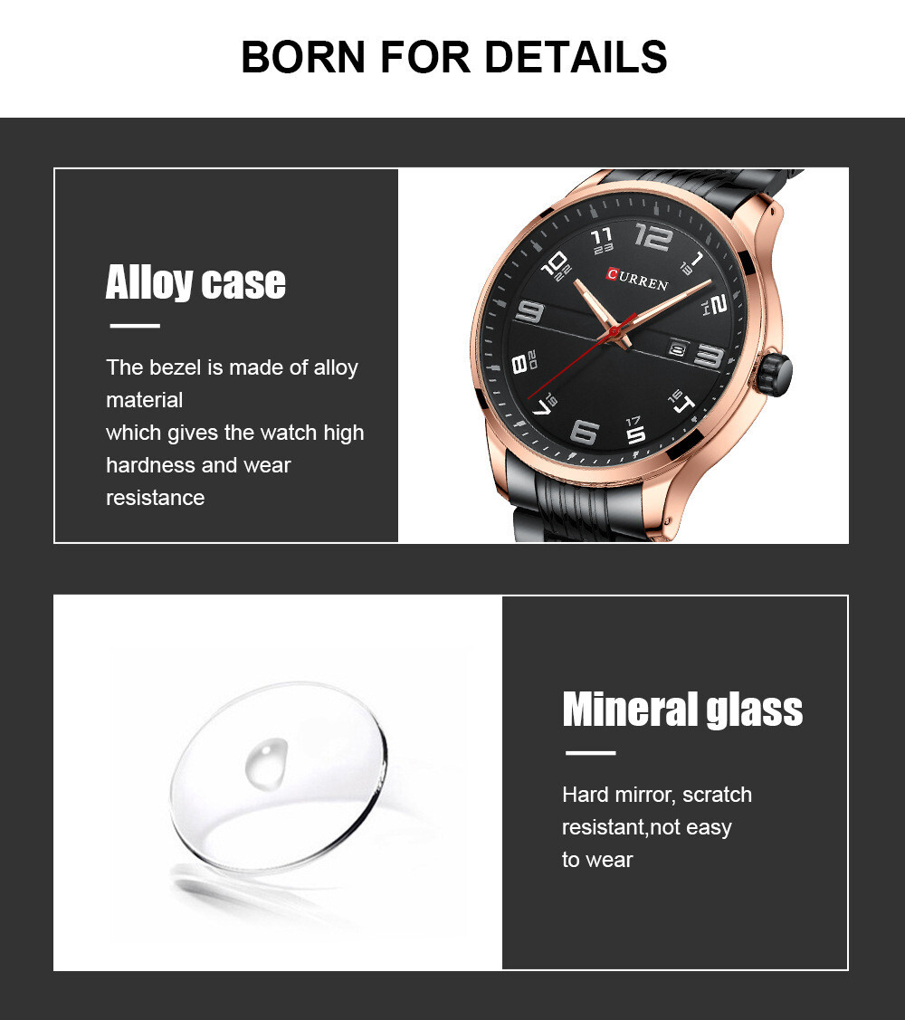CURREN Men’s Casual & Business Quartz Watch – Steel Luminous Male Wristwatch
