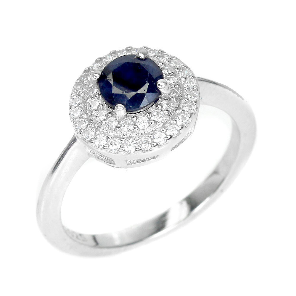 925 Sterling Silver Ring Diffused Round Blue Sapphire 5mm Gemstone Jewelry Sz 6