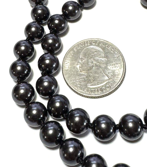 Vintage Jewelry Necklace Long Flapper Beaded Hand Knotted Smooth Metallic 23