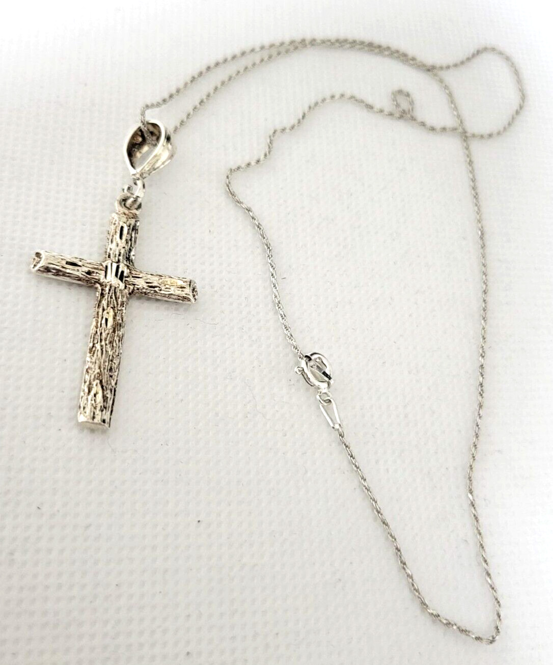 Vintage Cross Pendant Necklace 925 Sterling Silver 20″ Rope Italy 2.25″ D7.36 gr