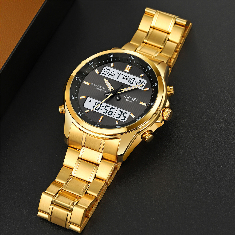 NEW Men Quartz Watch Silver Steel Digital Wristwatch Male Sport LED Watch Gifts