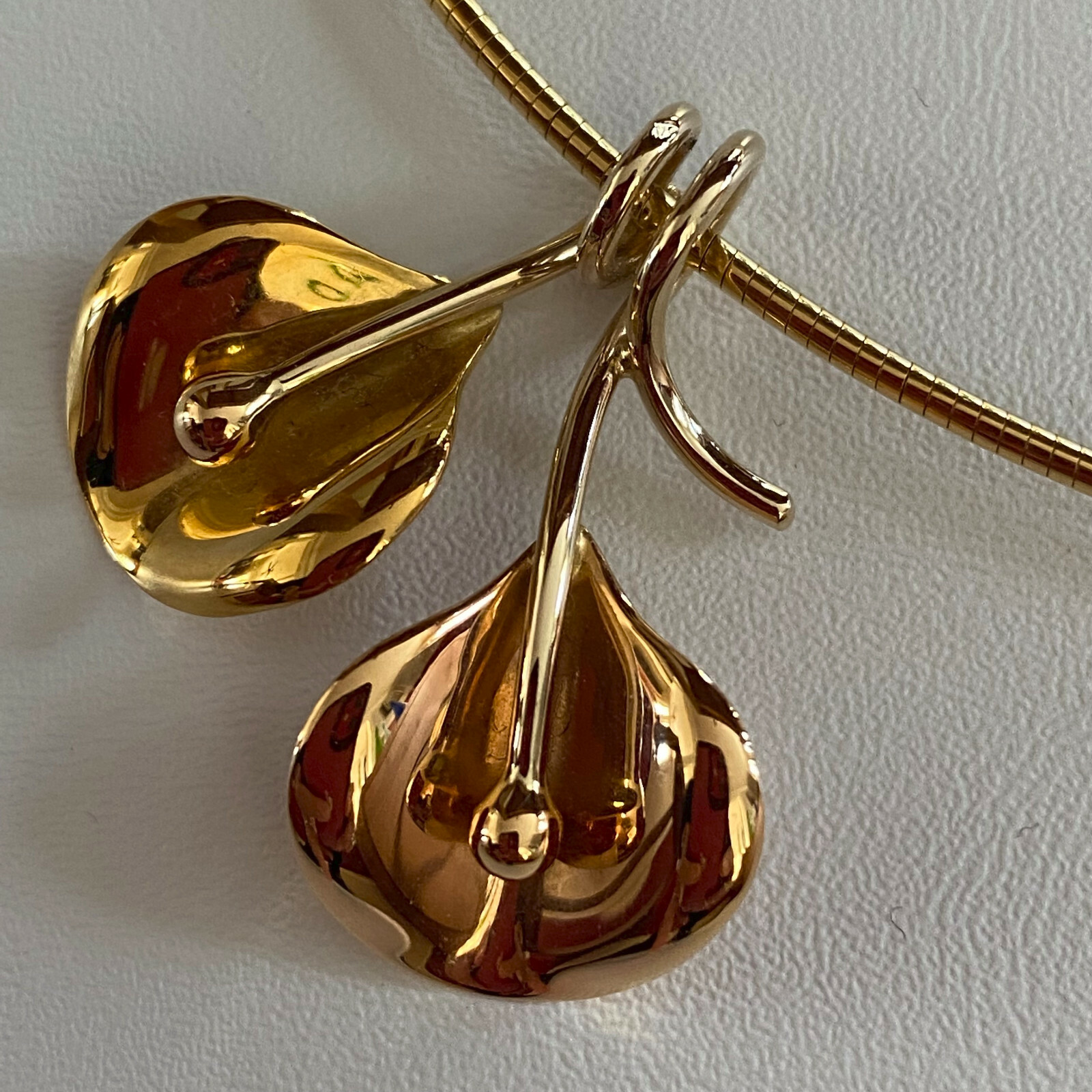 18K Rose & Yellow Gold Necklace 16 inch French – Collier Or 40 cm Vintage France