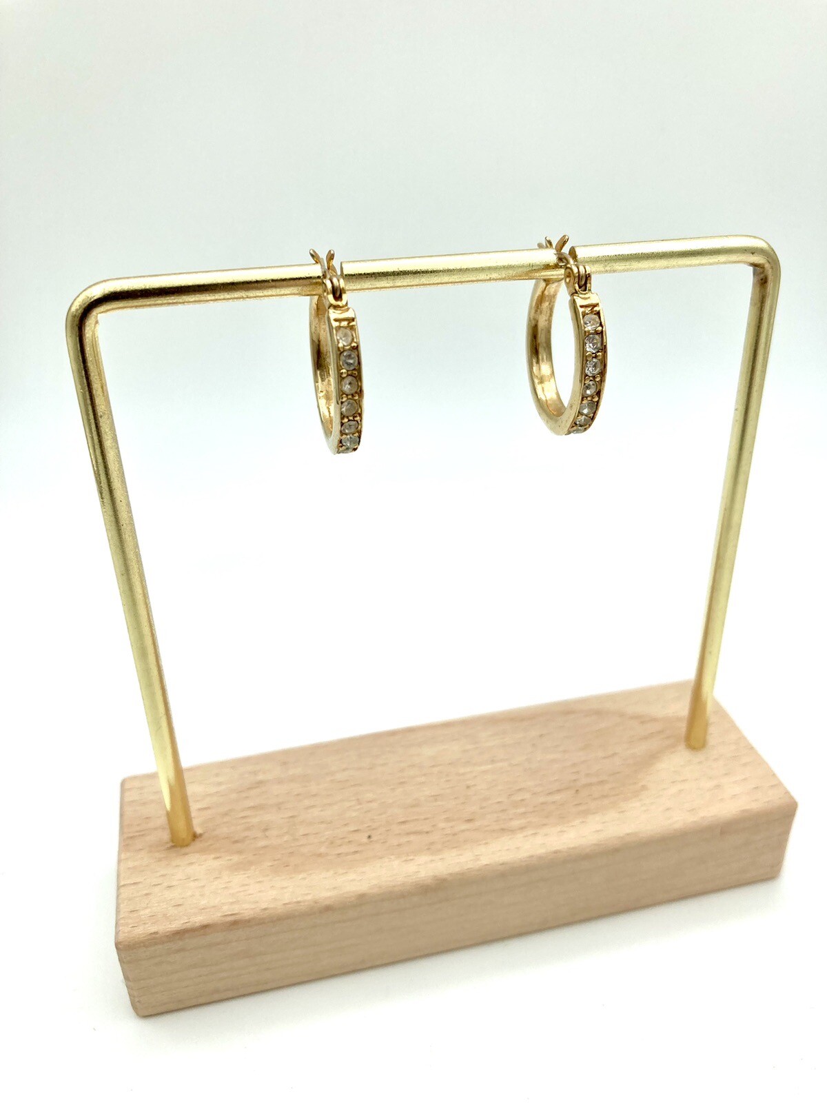 Beautiful Gold Tone CZ Cubic Zirconia Earrings – Latch Back Small Hoop