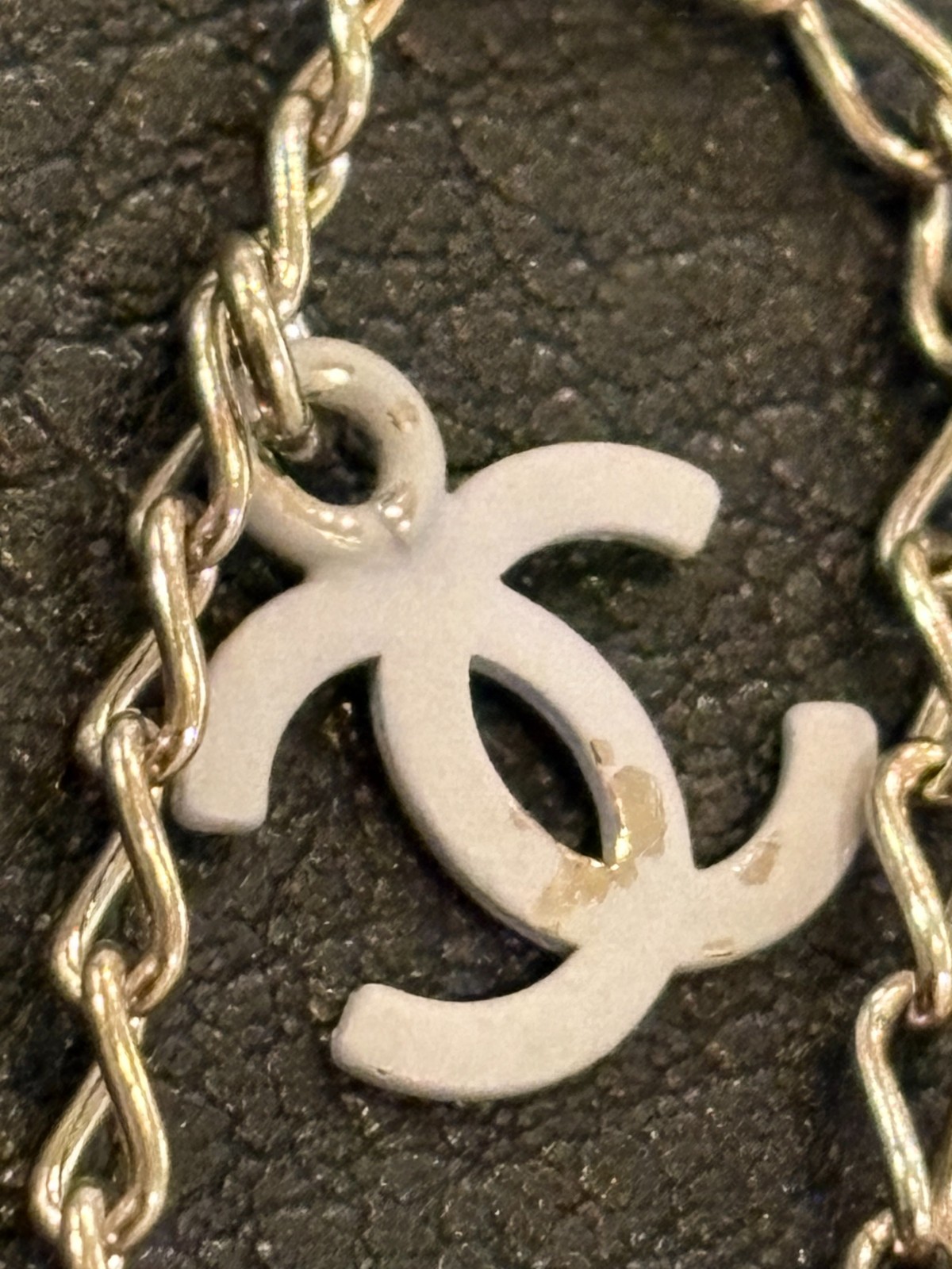 CHANEL Necklace Pendant choker Coco Mark CC Logo Auth Silver kenjp Blue Pink