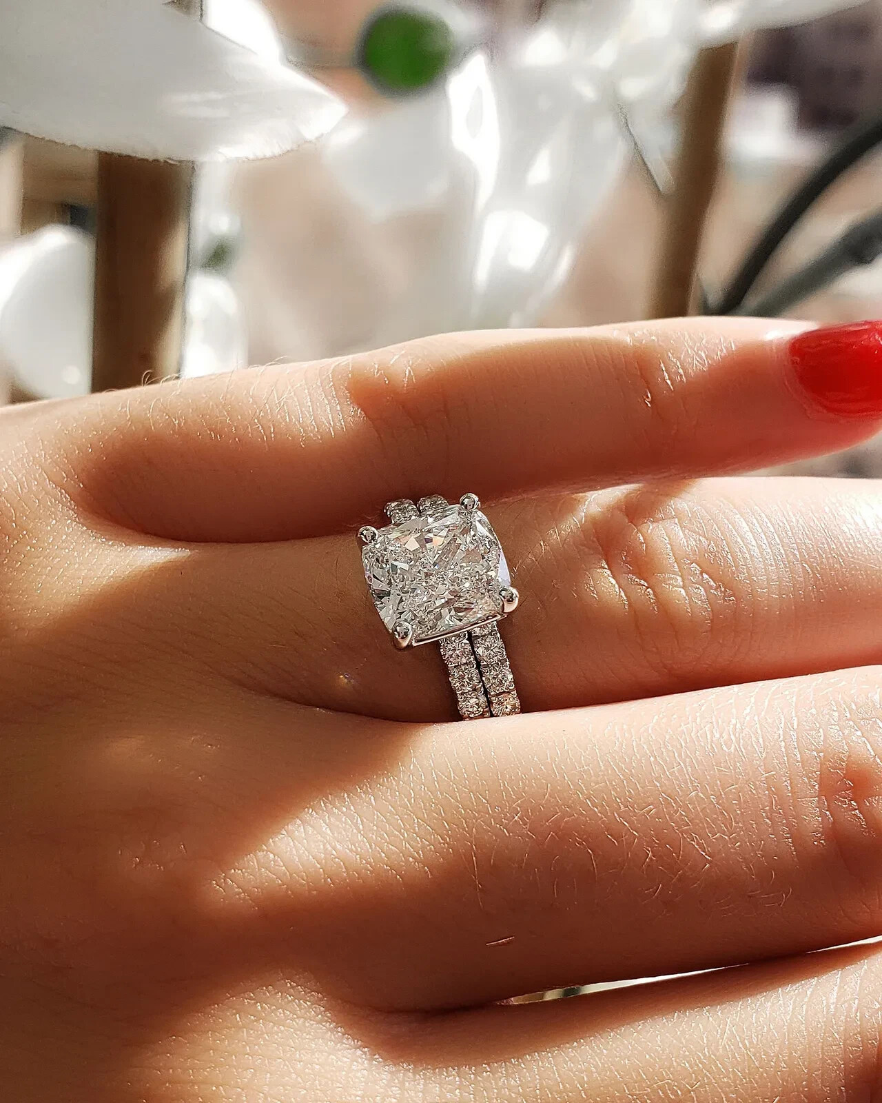 Silver Plated Delicate Engagement Ring 3 CT Simulated Diamond Bridal Ring Set