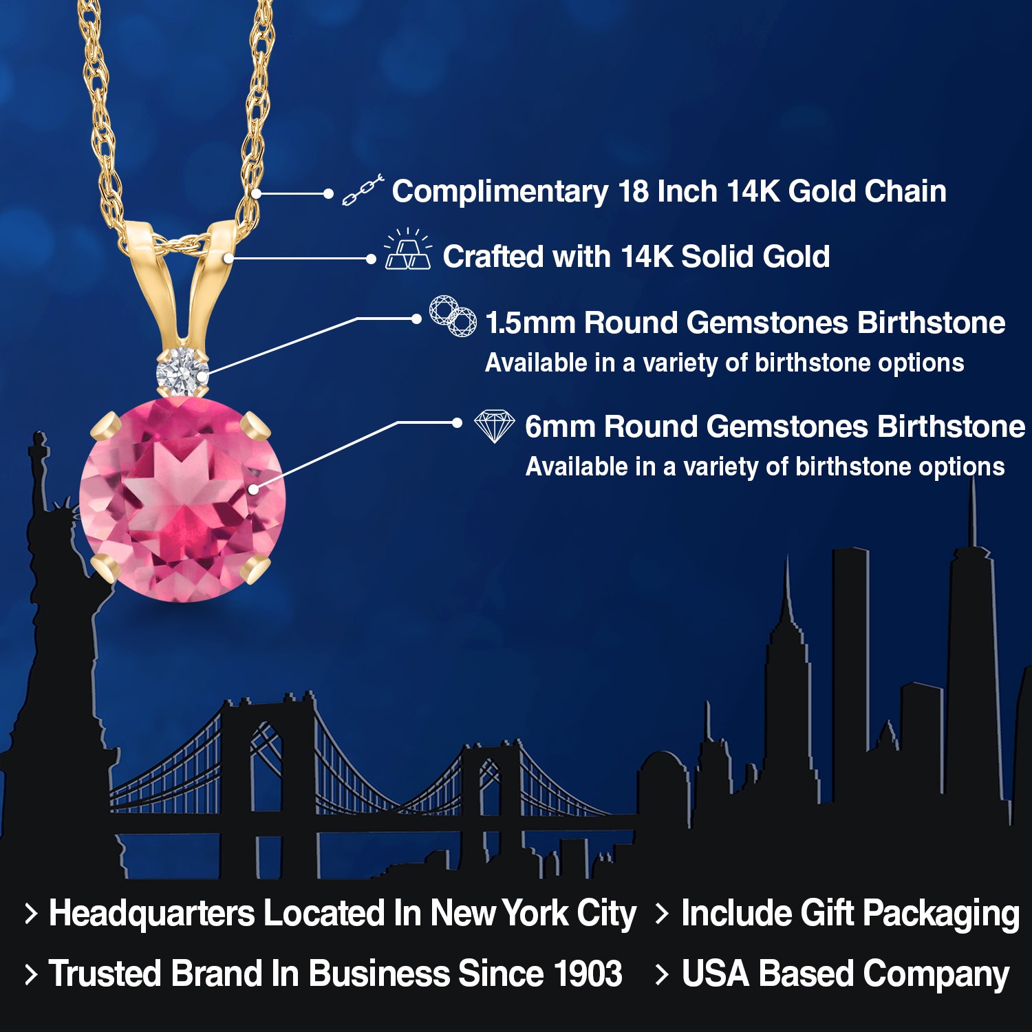 14K Yellow Gold Pink Mystic Topaz and Lab Grown Diamond Pendant Necklace for