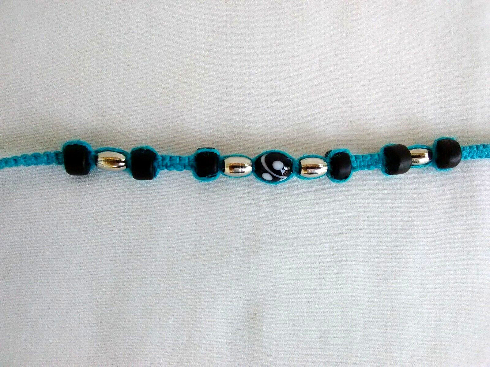 Beaded HEMP SURFER ADJ., NECKLACE Hand Crafted Macrame 20″ US SELLER New