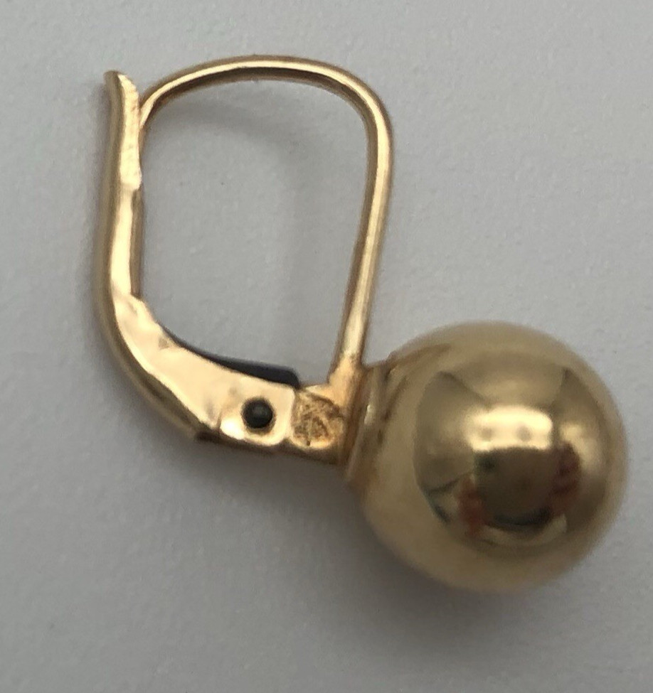 14K Yellow Gold Ball Earrings 7MM Lever Backs 1.1 Grams