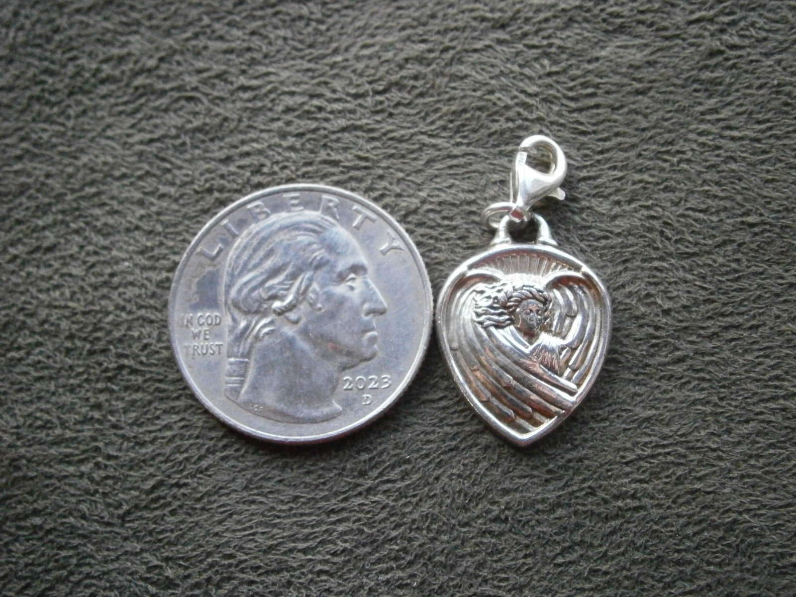 Gabriel Angel of Hope Vintage Sterling Silver Bracelet Clip Charm Pendant 4.6g