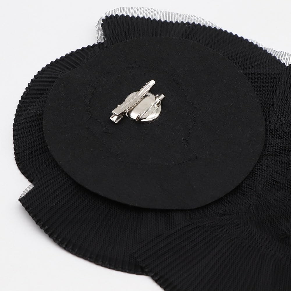 Ruffled Lace Fabric Brooch Pin, Big Flower, Pleated Chiffon, Shoulder, Trim