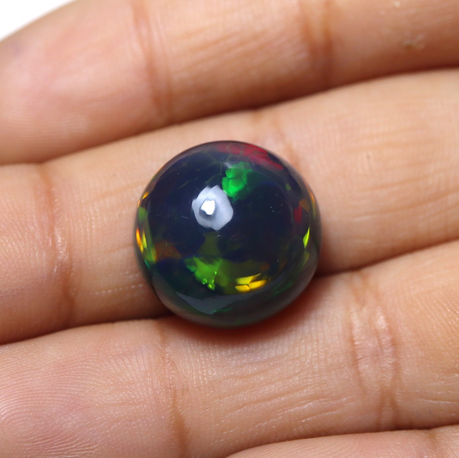 9.8 Ct 14.7 MM Real AAA Flashy Multi Fire Smoked Black Ethiopian Opal Round