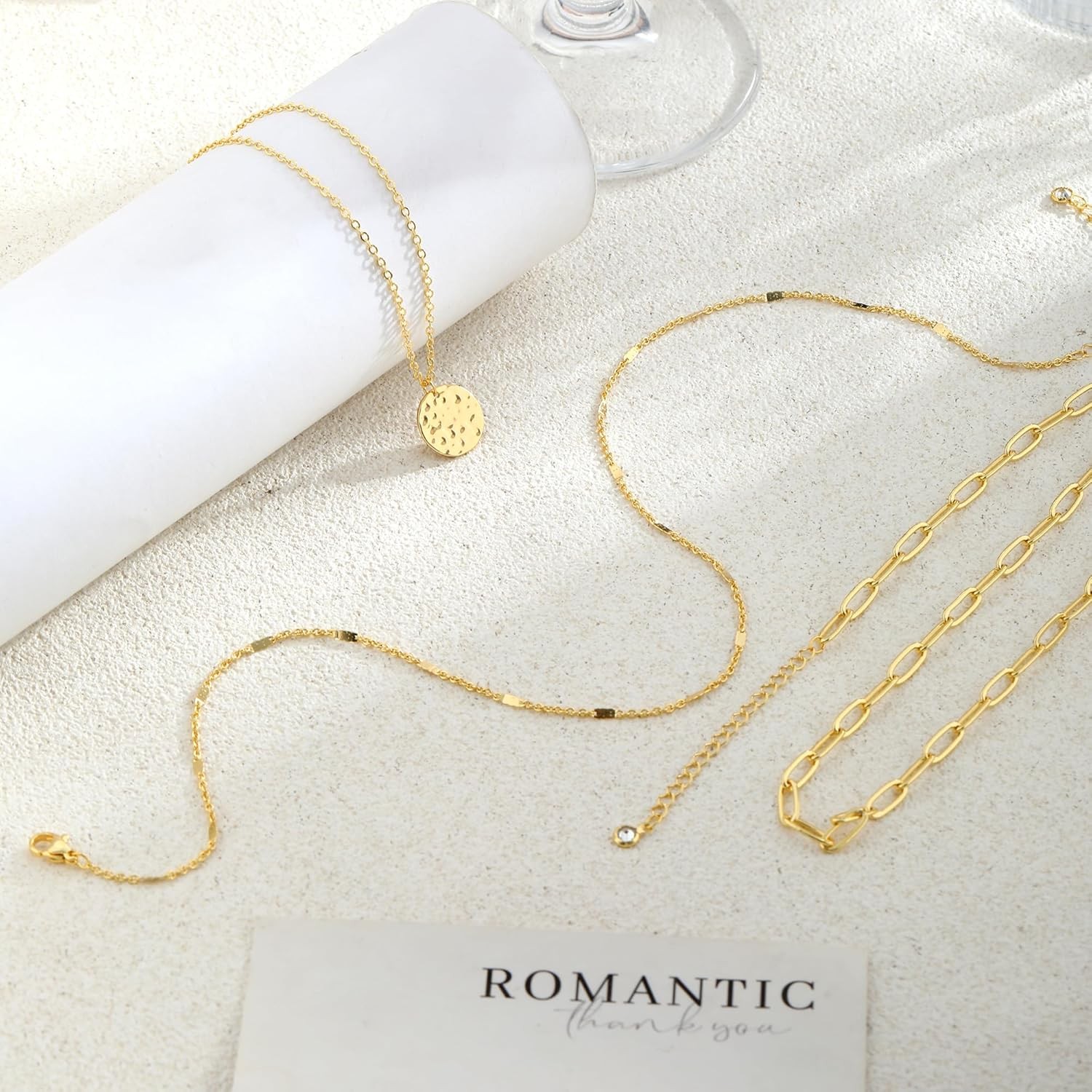 Layered Gold Necklace for Women, 14K Gold Plated Necklace Stack for Women, Daint