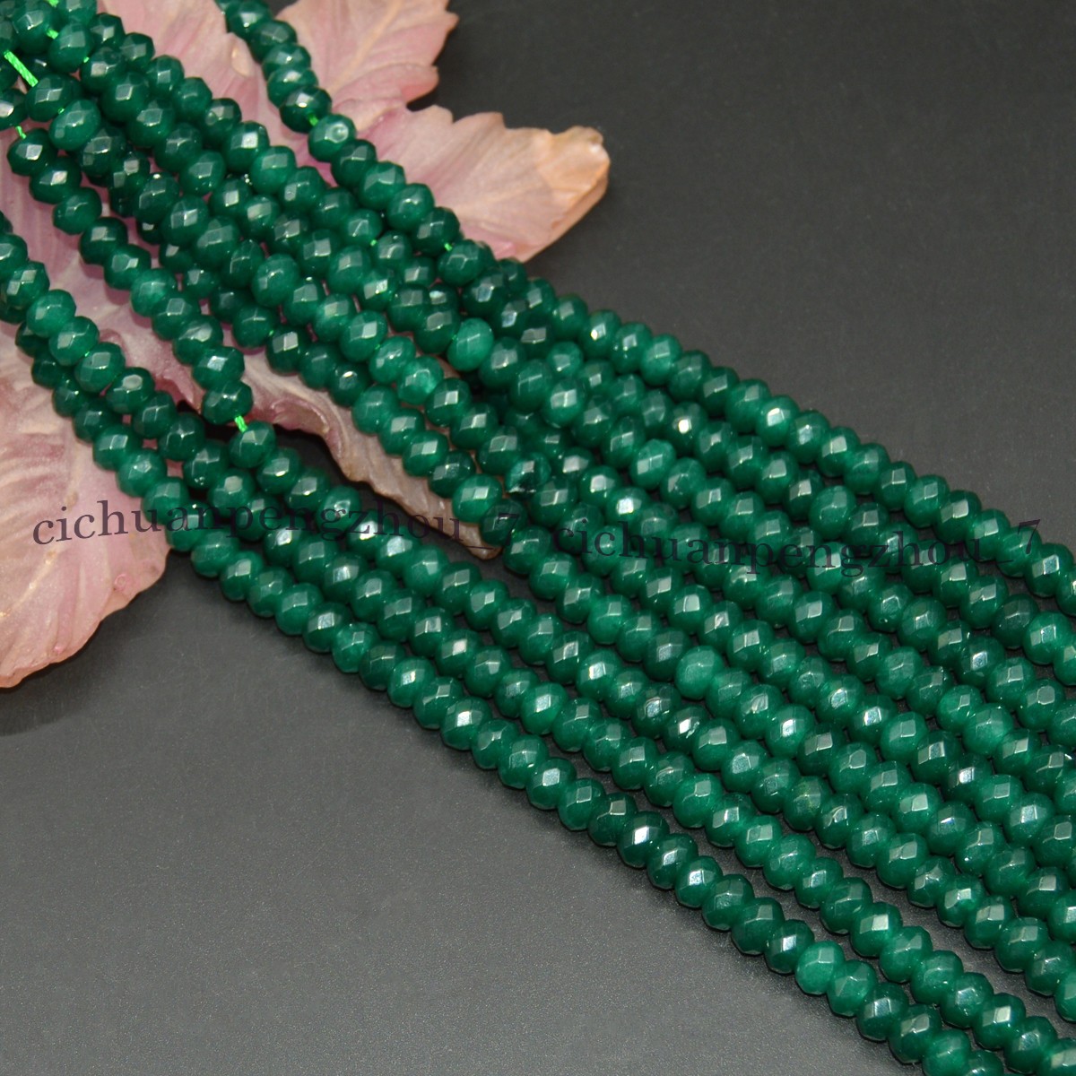 Deep Green Jade 5x8mm Faceted Rondelle Gemstone Loose Beads 15” Strand