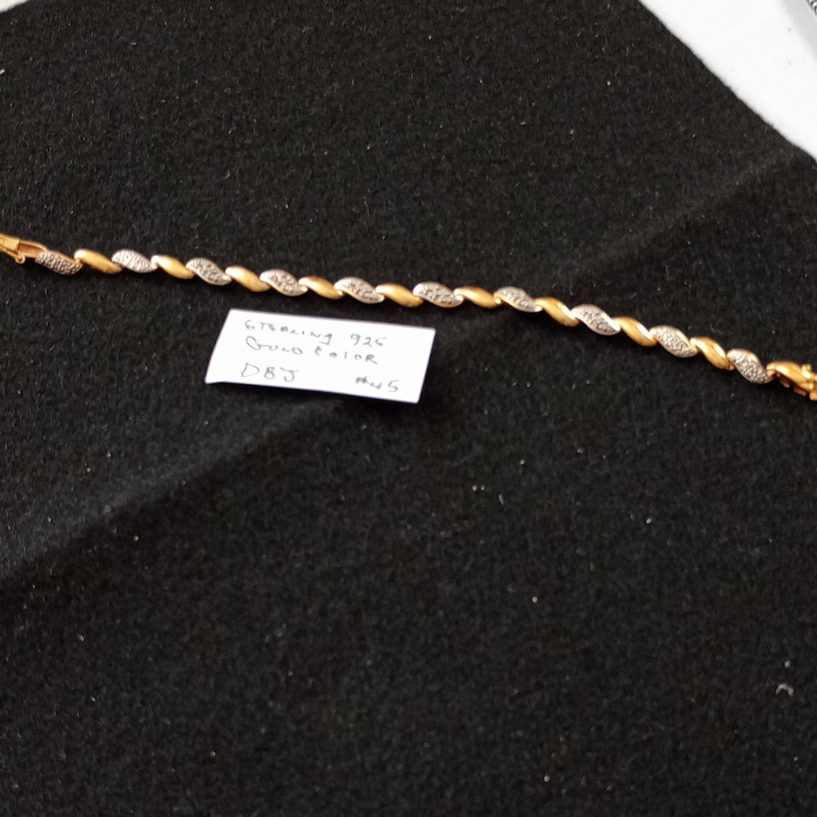 925 Sterling Silver Gold Tone Bracelet W/ Clasp Signed