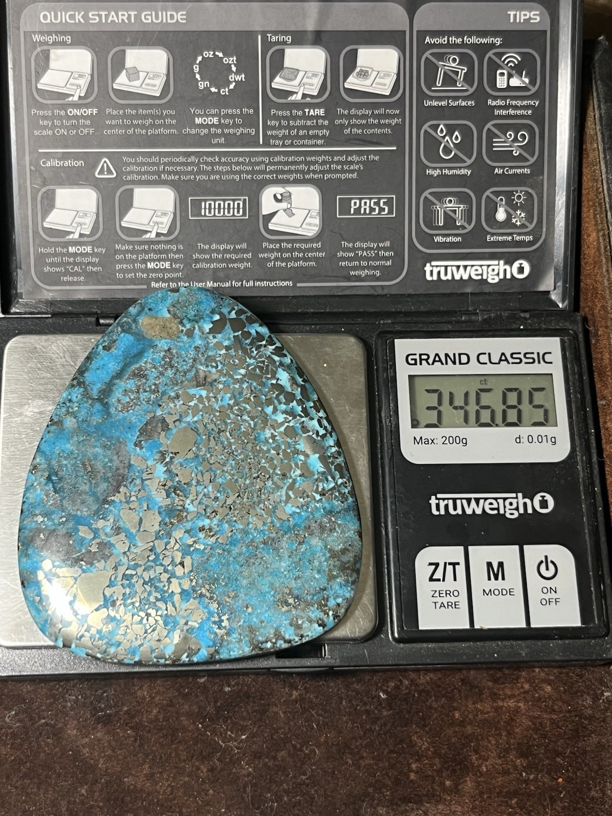 Persian Turquoise w/ Pyrite Cab 346ct Nice Blue Beautiful Large Cabochon