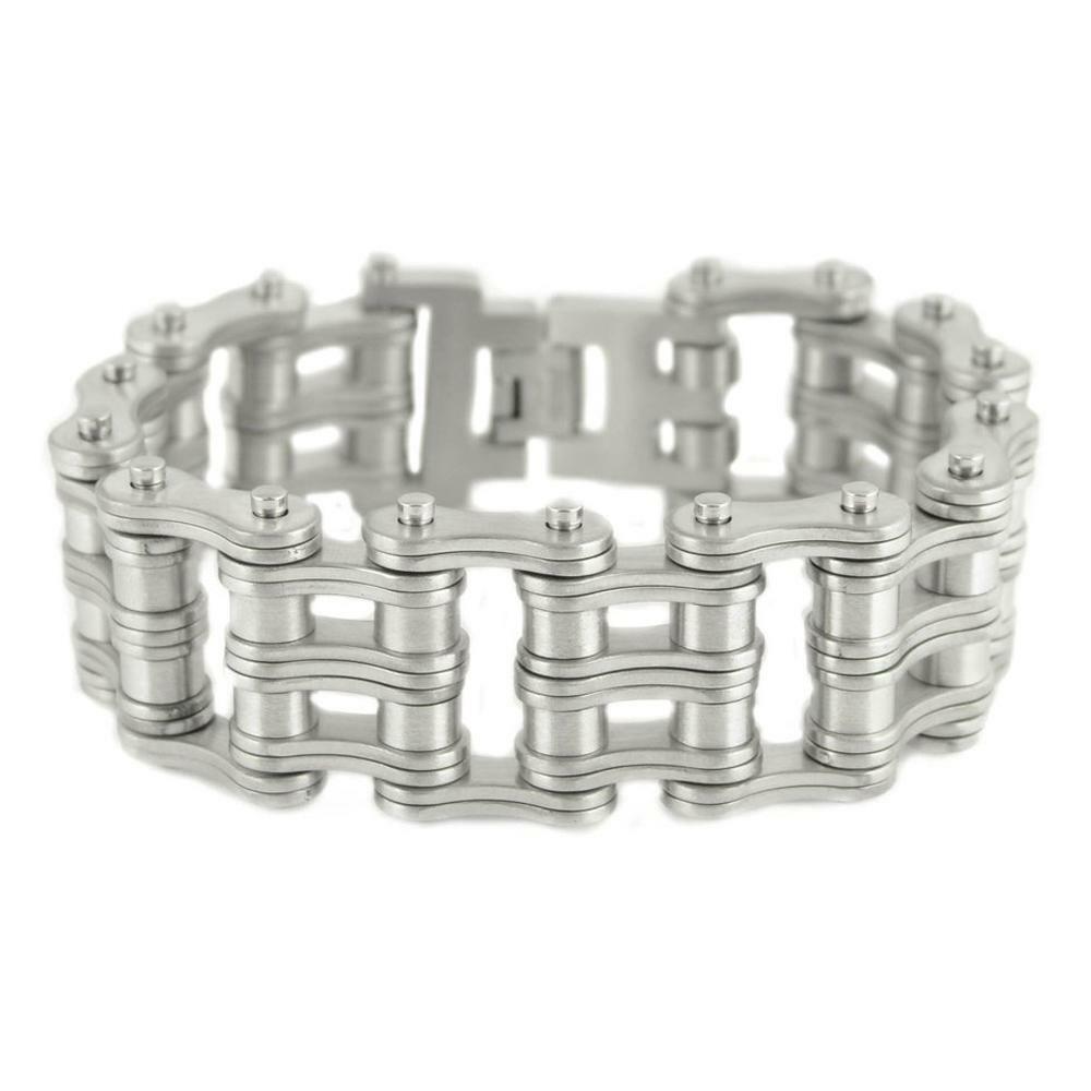 Men’s Double Wide Industrial Bike Chain Stainless Steel Biker Bracelet 116