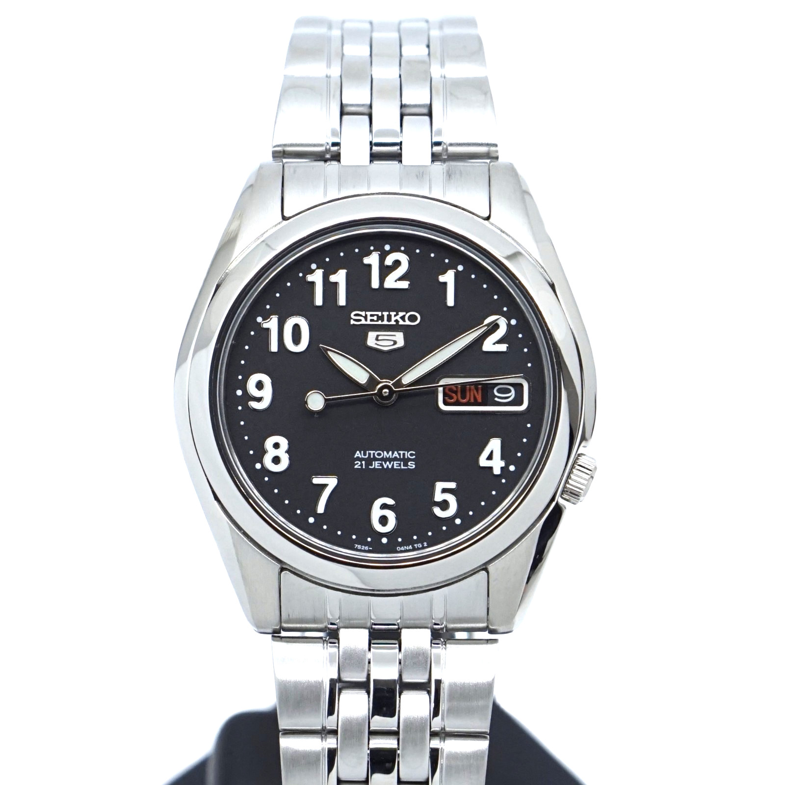 Seiko 5 Automatic 21 Jewel Black Dial Day/Date Analog SNK381K1 30M Mens Watch