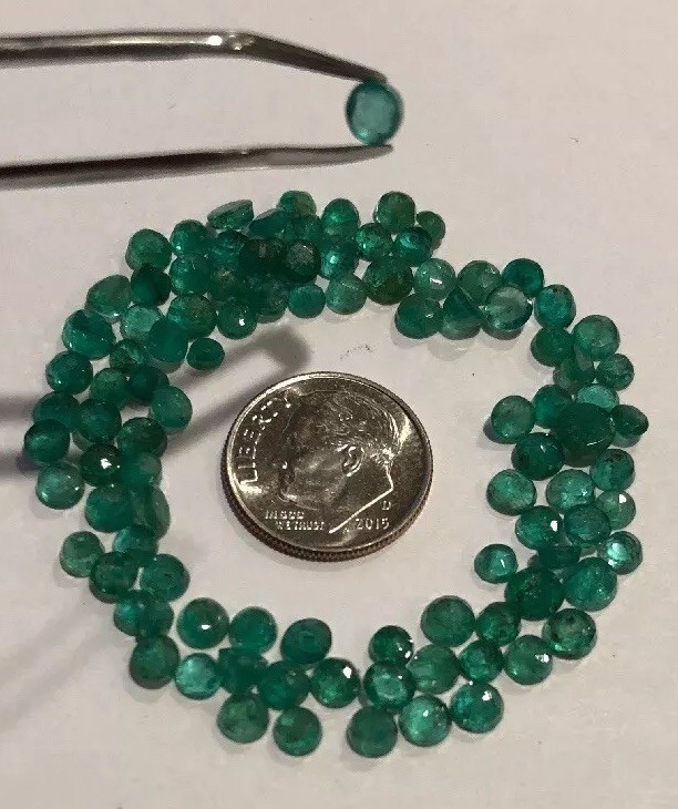 EMERALDS – NATURAL FACETED ROUND – Loose Gems ~3mm-5mm- 1 STONE/$14.99- FASTSHIP