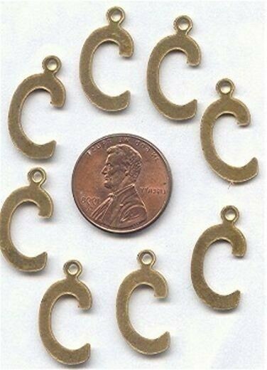 50pcs. VINTAGE BRASS 16x10mm. LETTER “C” CHARM BEAD PENDANTS Z815
