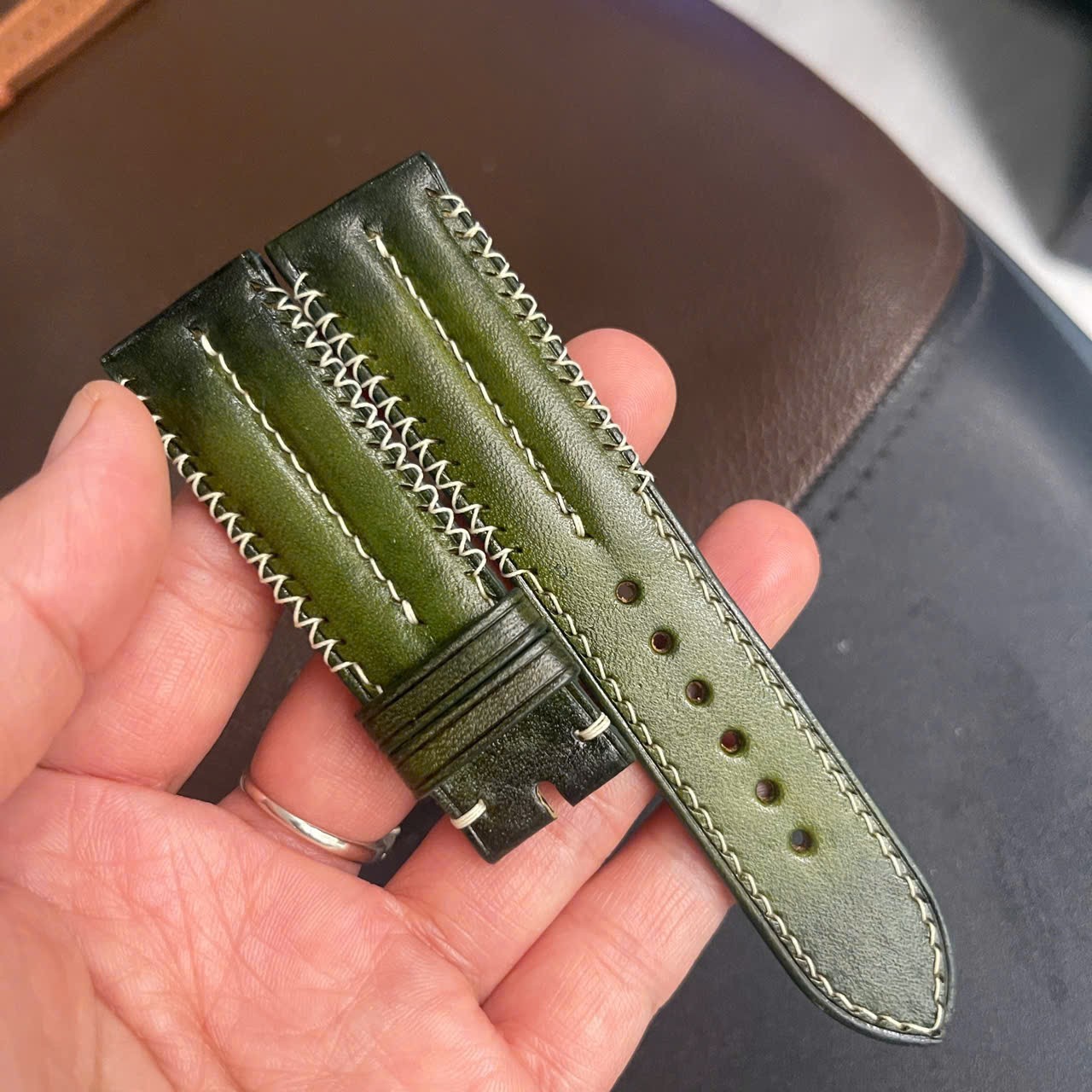 GREEN VEG Cowhide skin Watch Strap Band 18mm 19mm 20mm 21mm 22mm 23mm 24mm 26mm