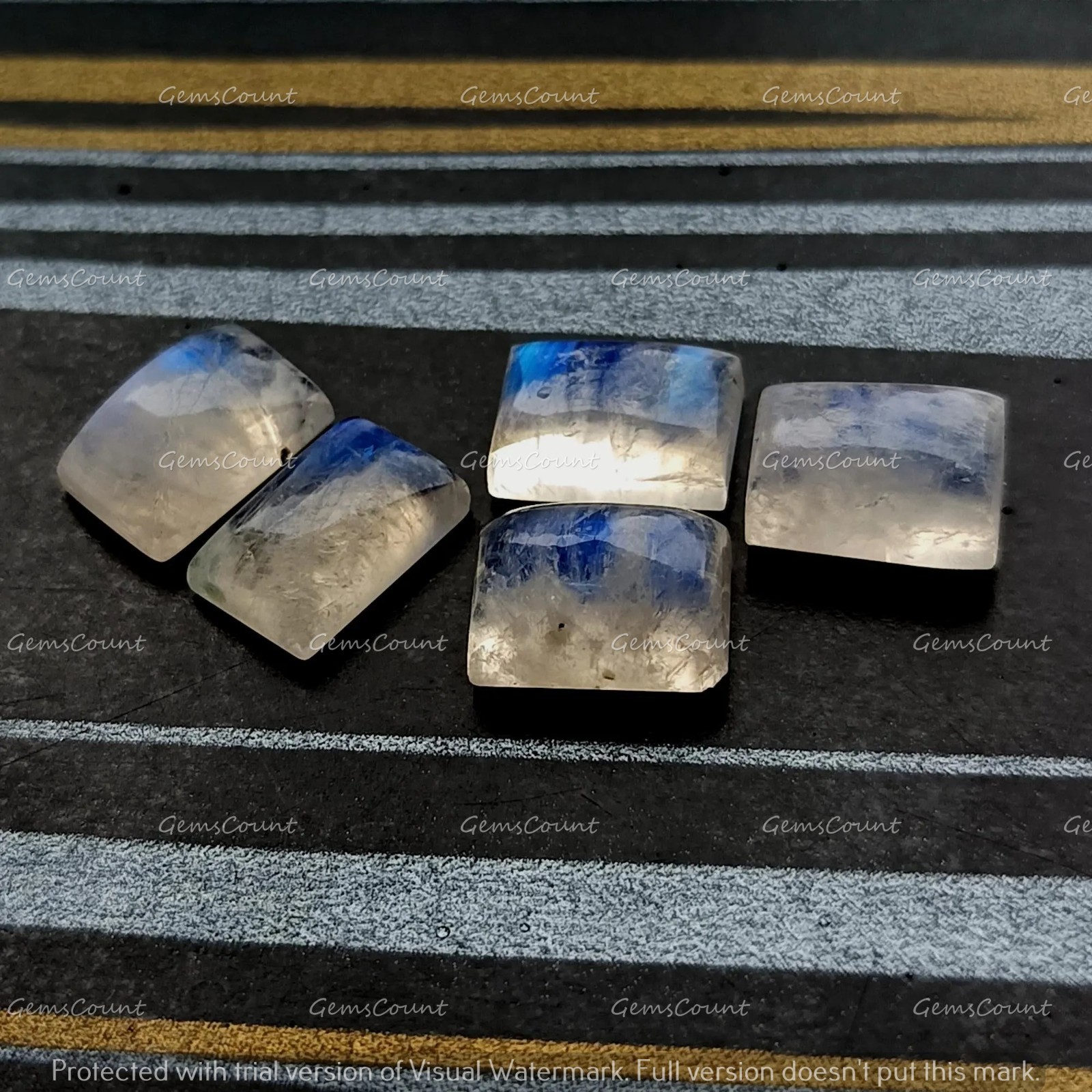 Natural Rainbow Moonstone Rectangle Cabochon Blue Fire Gemstone 5x7mm-12x16mm