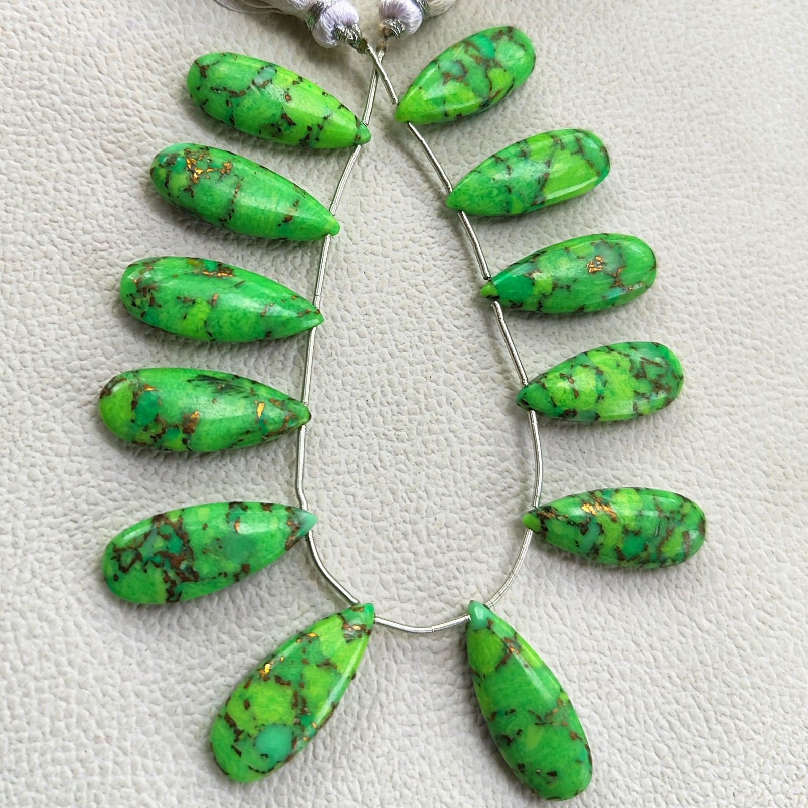 6″ Strand Green Turquoise Smooth Pear Shape Beads 25x10mm