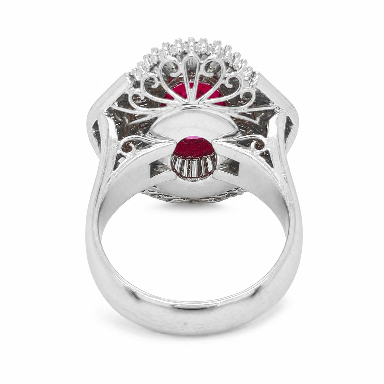 Natural Ruby Diamond Ballerina Ring Platinum | 5.71ctw 3.69ct GIA | Heat-Treated