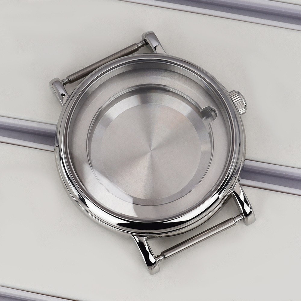 Sapphire Crystal 40mm Pilot Watch Case Steel Polished 10ATM For ETA2824 Movement