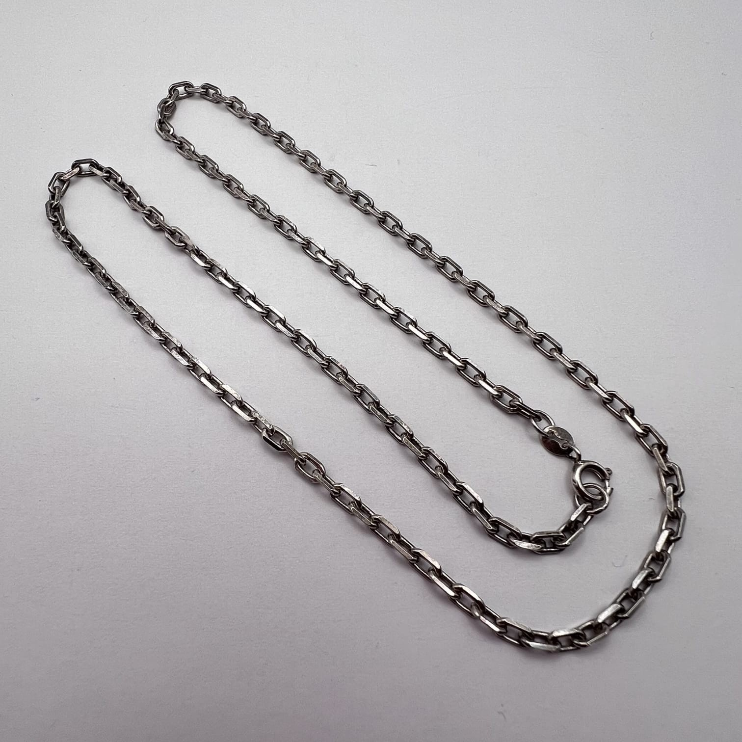 Vintage 925 Sterling Silver Chain Necklace Solid Link Design Marked 10.4g Fine J
