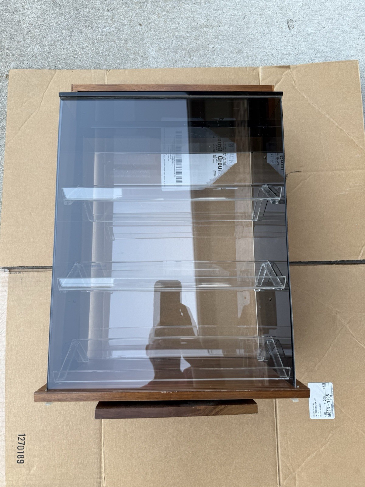 Vtg Krementz Countertop Jewelry Display Case Spinning Wood & Acrylic~GREAT