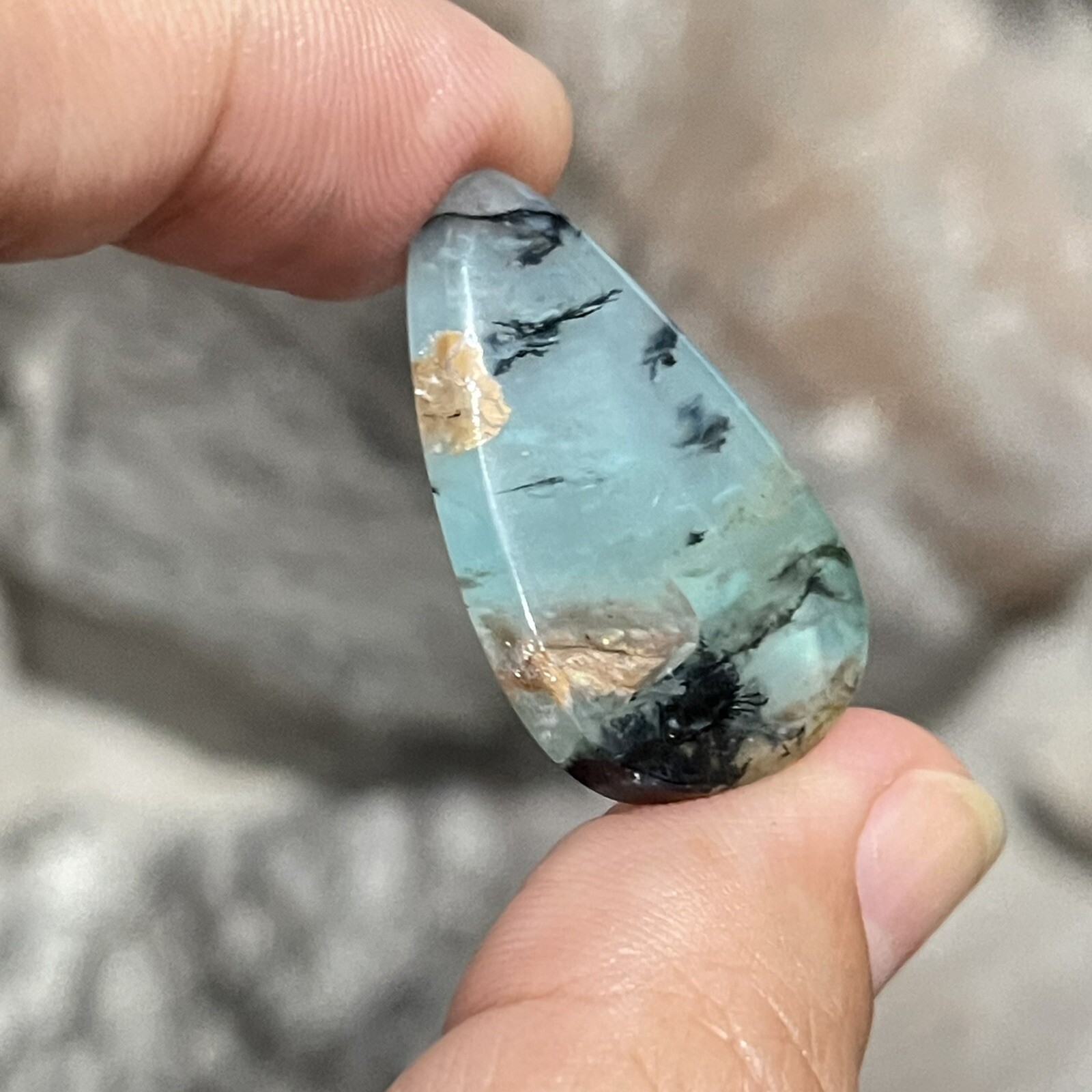 22ct 30.5x19x5.6mm Fine Picture Like Blue Peruvian Opal Smooth Cabochon Gem