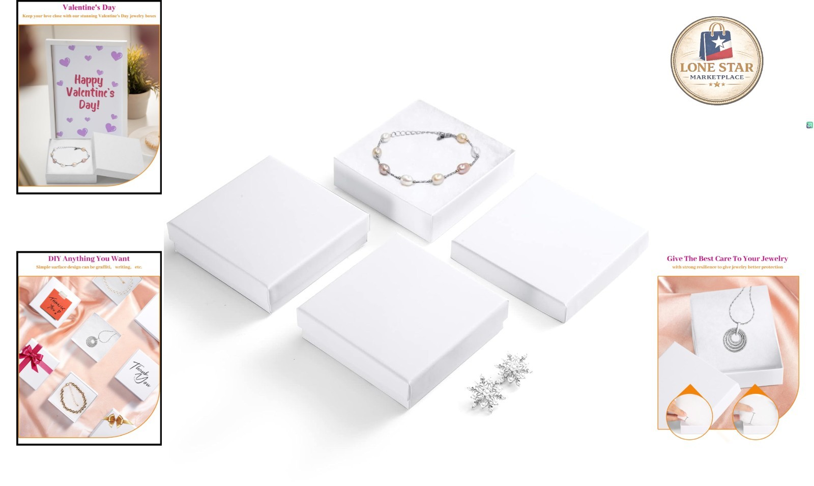 Elegant 20 Pc Cotton-Filled Jewelry Gift Boxes – 3.5×3.5×1 Glossy White Finish