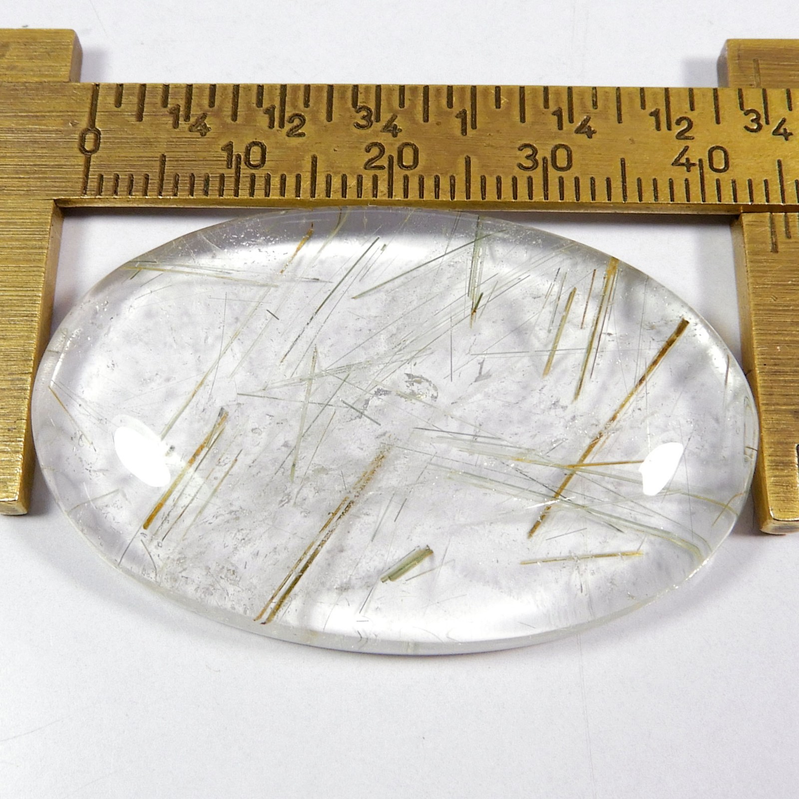 Multi Golden Rutile Quartz Gemstone 44×28 mm Oval Shape Natural Cabochon #10740