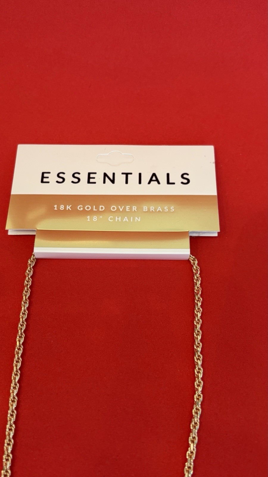 Essentials 18K Gold Over Brass Silver Plated 18 InchChain Necklace NWT