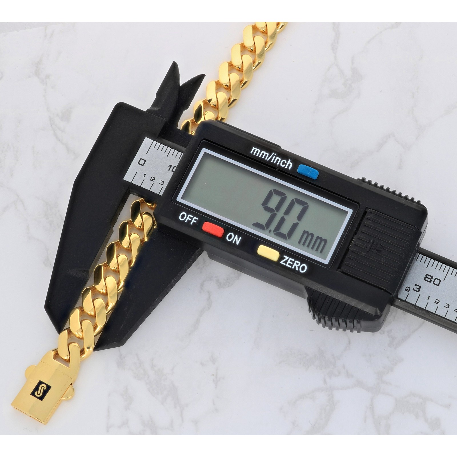 14k Yellow Gold Miami Cuban 9mm Monaco Chain Bracelet Mens Womens 7″ 7.5″ 8″ 9″
