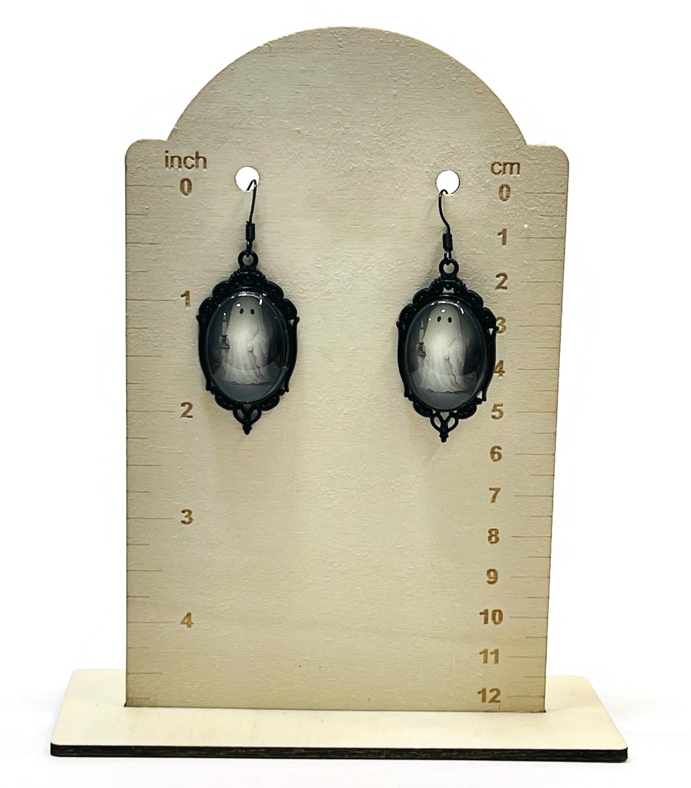 Glow in the Dark Cute Ghost Holding a Candle Earrings