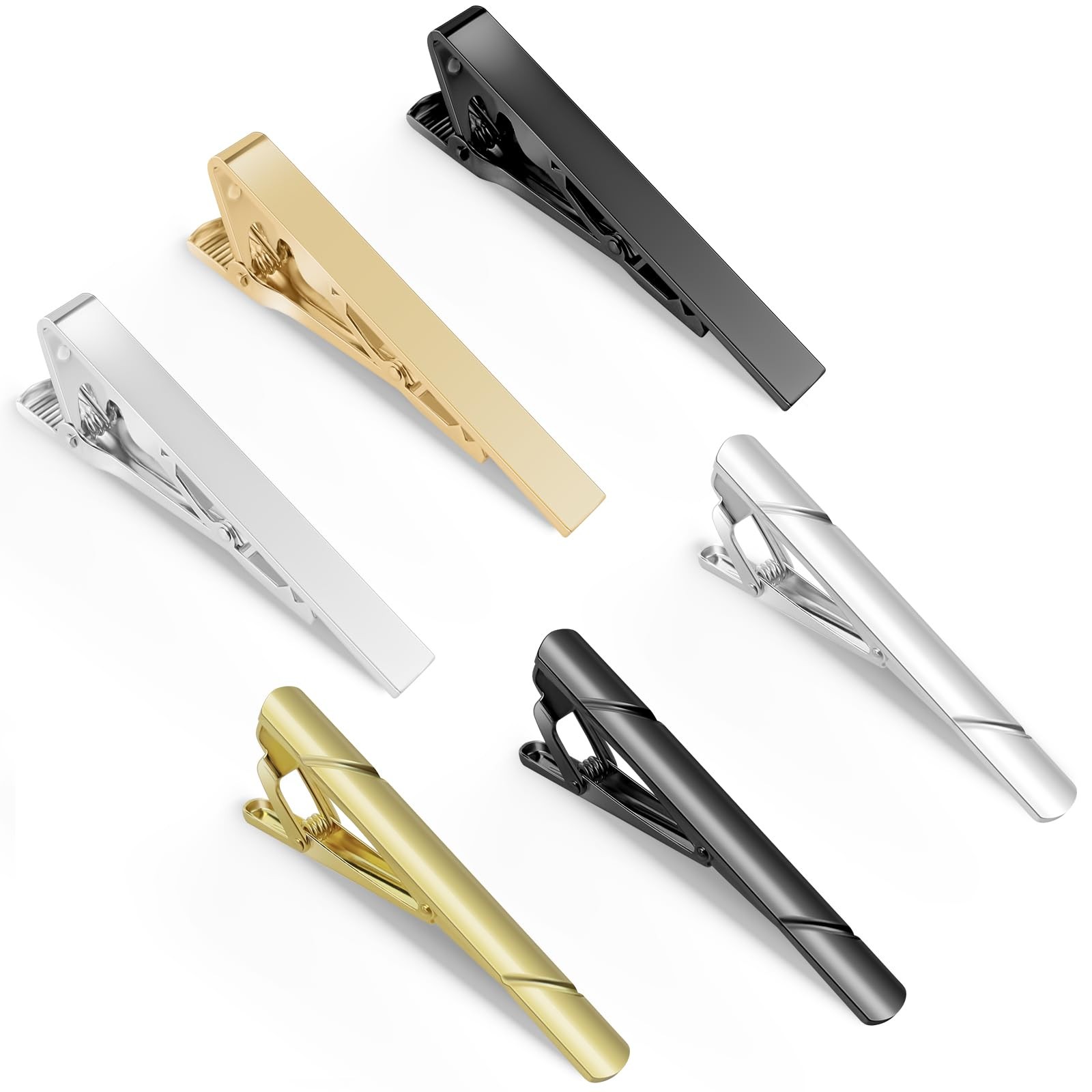Tie Clips for Men Classic Tie Bar Clip Set, 6 Pack