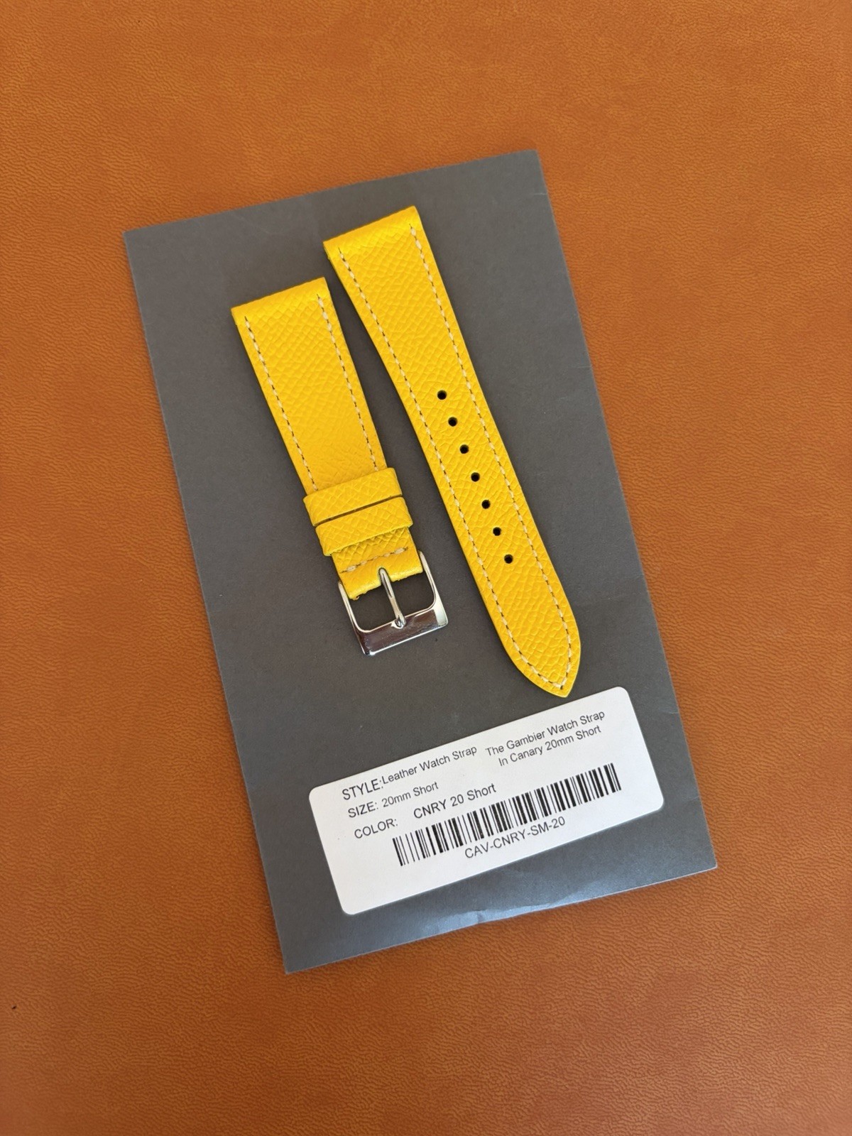 Hodinkee Gambier SHORT Yellow 20mm LeatherWatch Band with Buckle NOS Unused