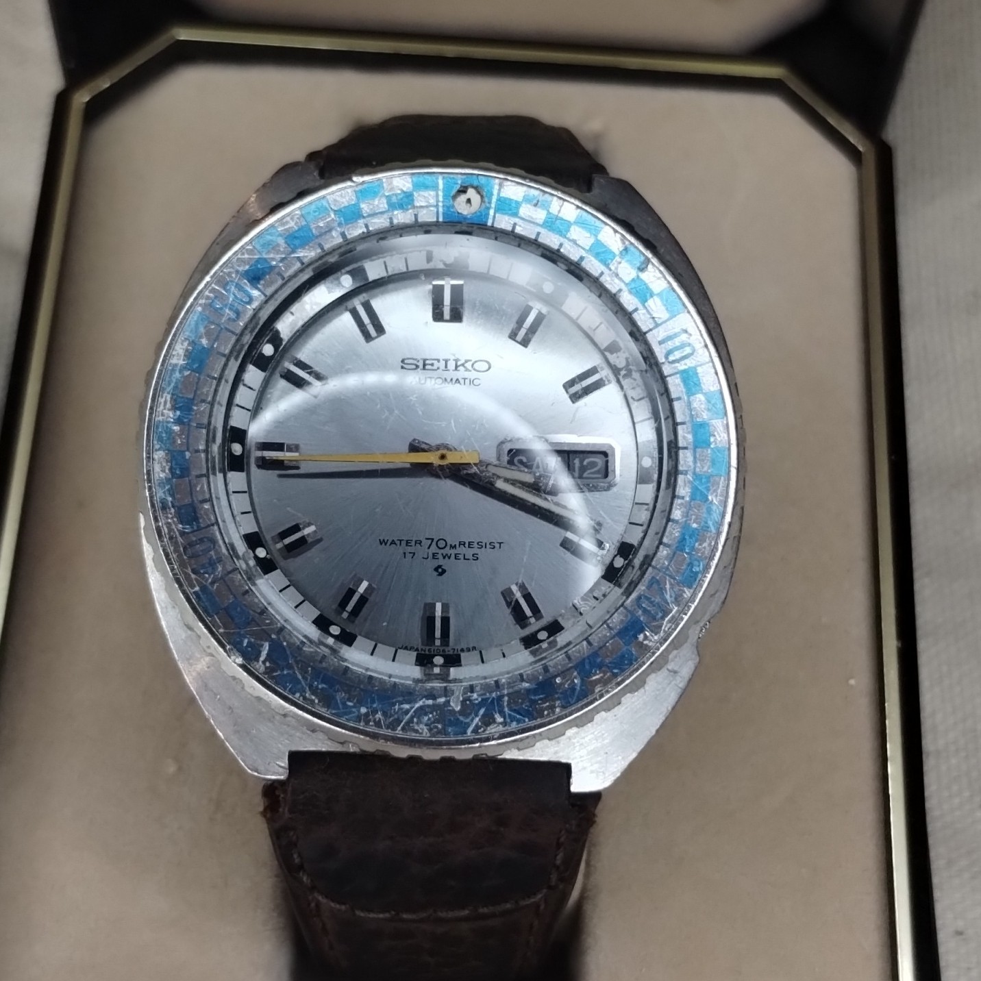 Vintage Seiko 6106-7117 Rally Diver Automatic Men’s Wristwatch Silver Dial