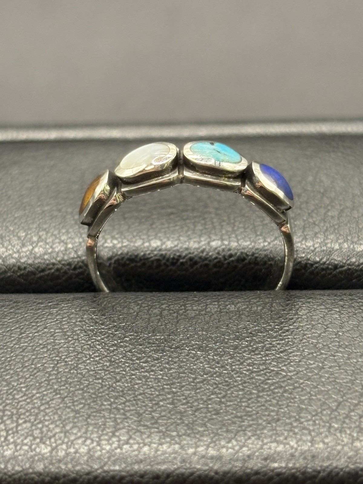 New Condition Sterling Silver Multi Genuine Gemstone Ring Size 7 G6